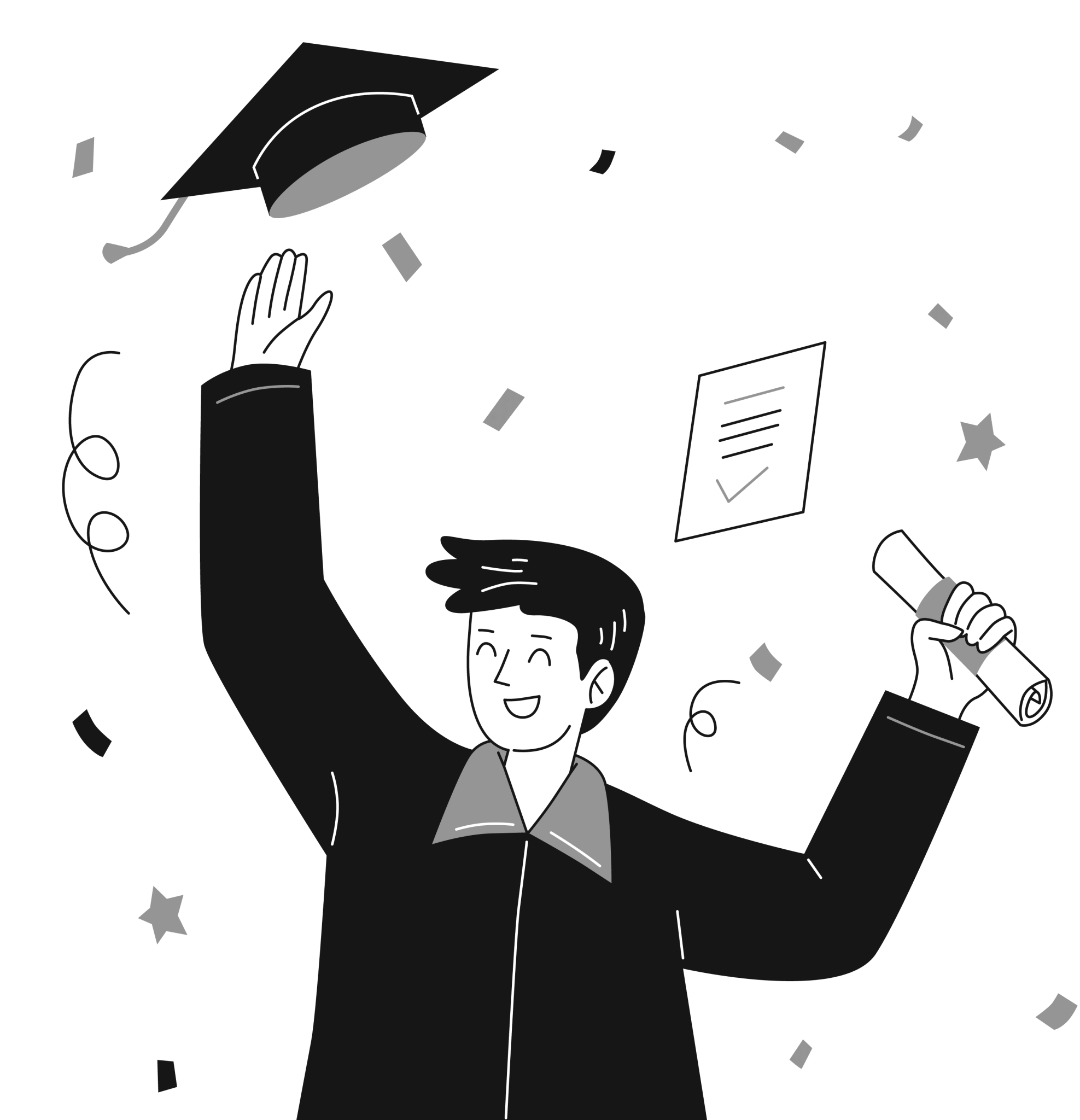 Graduate throwing cap illustration